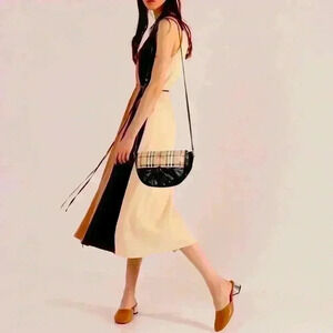 BURBERRY Haymarket Check MaydownCrossbody Bag Black